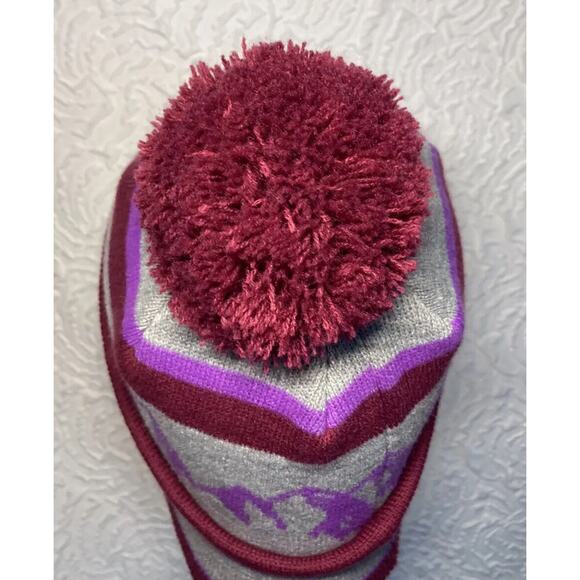 Colorado Beanie Pom Pom Maroon purple Acrylic One Size Fits Most - Picture 6 of 15